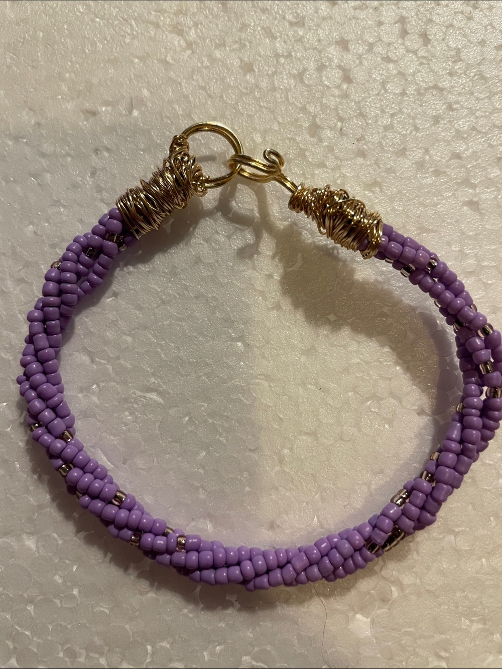 Handmade Lavender Twisted Bead Bracelet